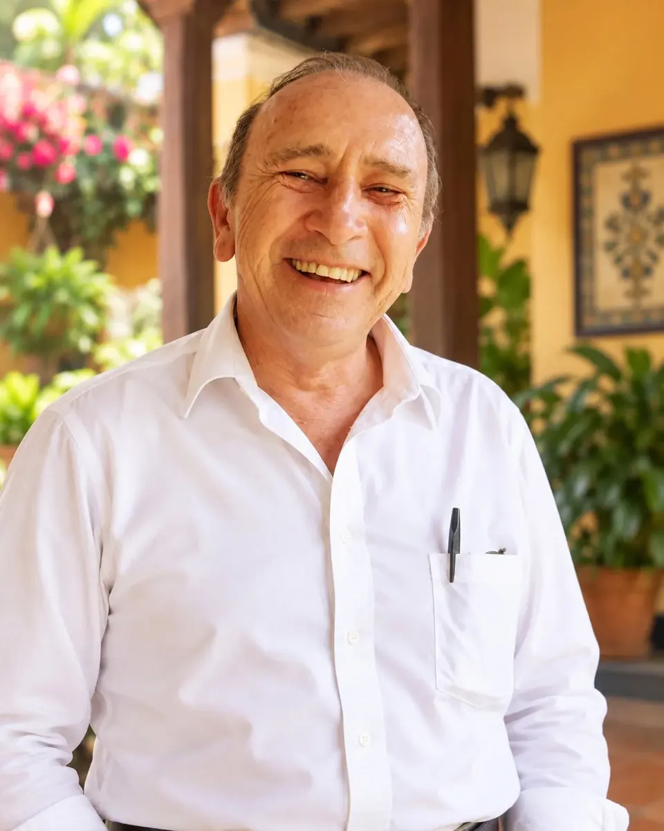 Abel Aquino, co-founder of Spanish Antigua, at the school in Antigua Guatemala